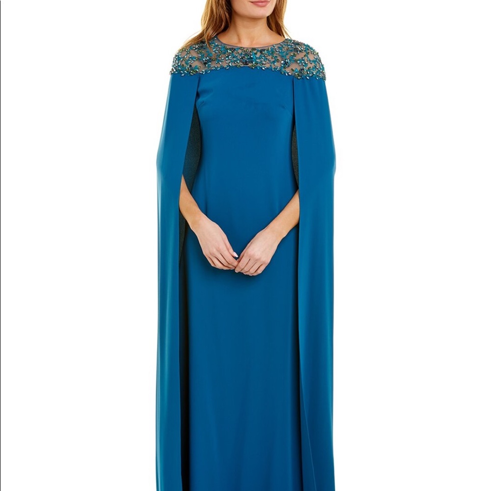 Marchesa Notte caped formal evening gown. Size 10. Basically new with tags!